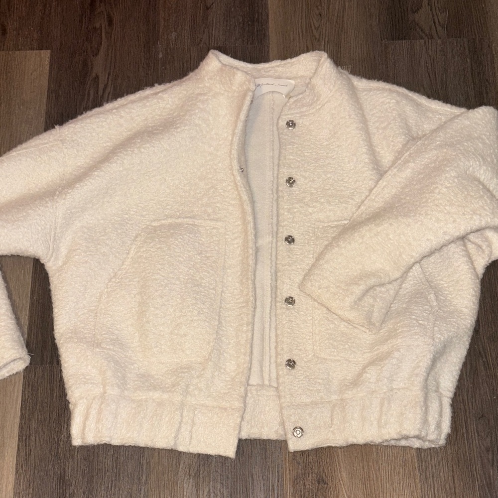 Mustard Seed Cream Bomber Jacket NWOT